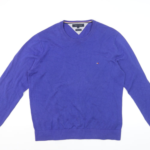 Tommy Hilfiger Men Blue XL Cotton Crew Neck Jumper