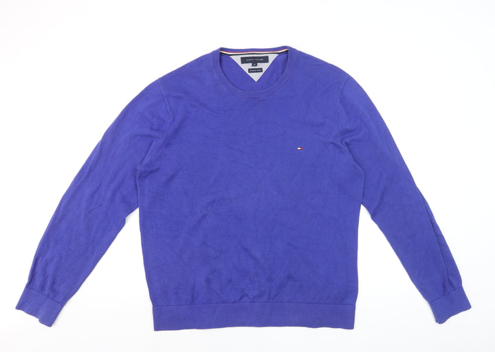 Tommy Hilfiger Men Blue XL Cotton Crew Neck Jumper