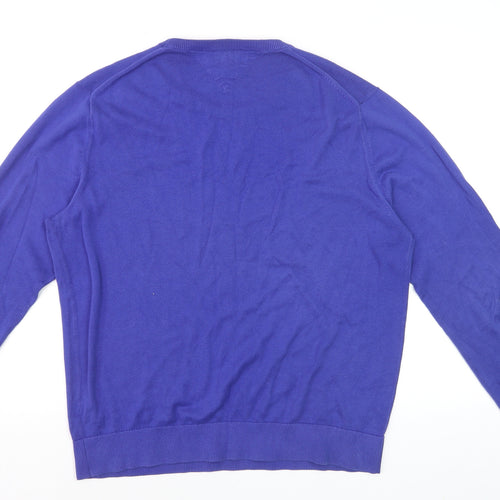 Tommy Hilfiger Men Blue XL Cotton Crew Neck Jumper