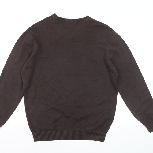 Maine New England Men's Brown Cotton V-Neck Jumper Size M