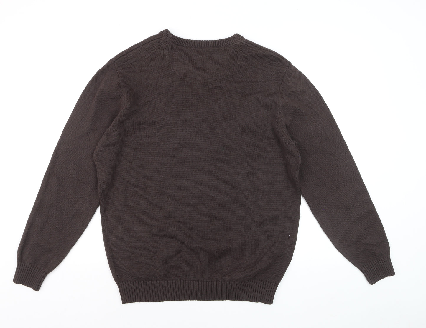 Maine New England Men's Brown Cotton V-Neck Jumper Size M