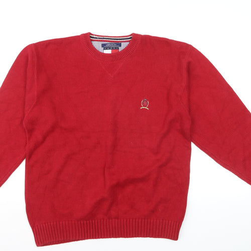 Tommy Hilfiger Men’s Red Cotton Crew Neck Jumper XL