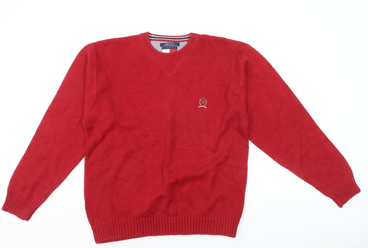Tommy Hilfiger Men’s Red Cotton Crew Neck Jumper XL