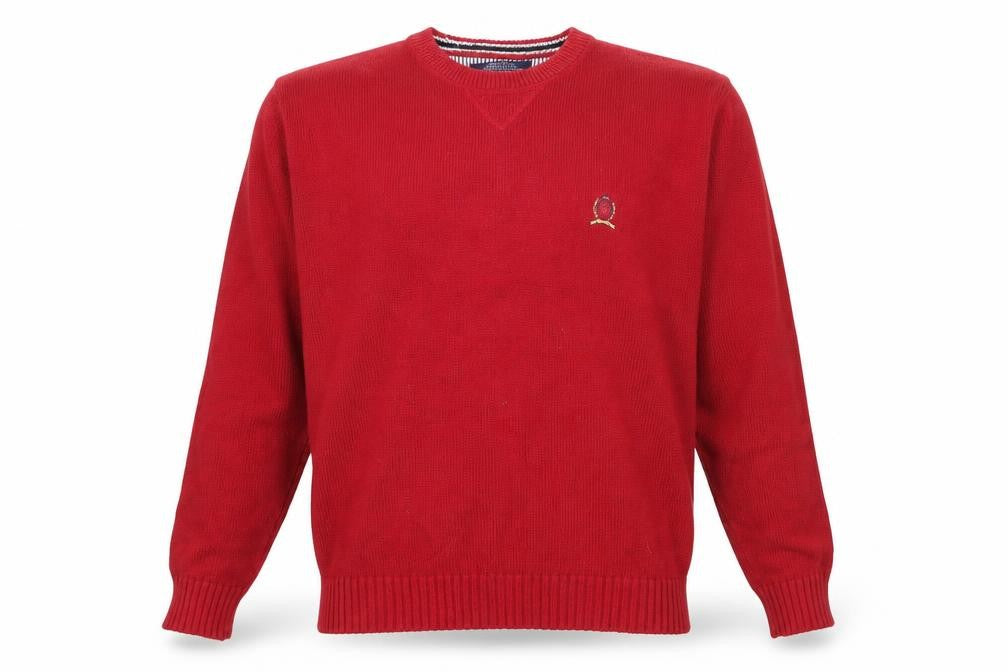 Tommy Hilfiger Men’s Red Cotton Crew Neck Jumper XL