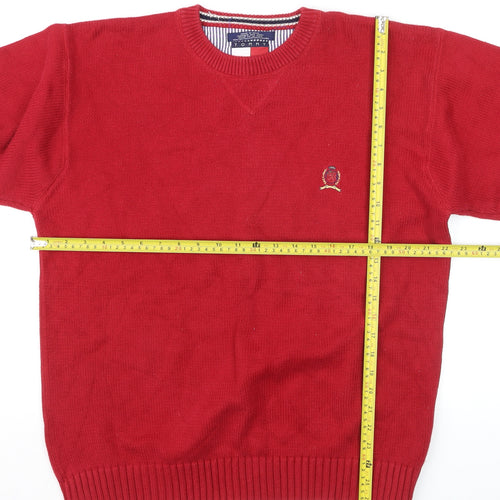 Tommy Hilfiger Men’s Red Cotton Crew Neck Jumper XL