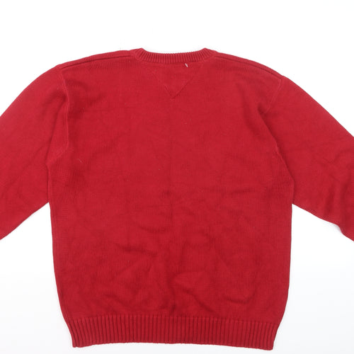 Tommy Hilfiger Men’s Red Cotton Crew Neck Jumper XL