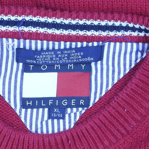 Tommy Hilfiger Men’s Red Cotton Crew Neck Jumper XL