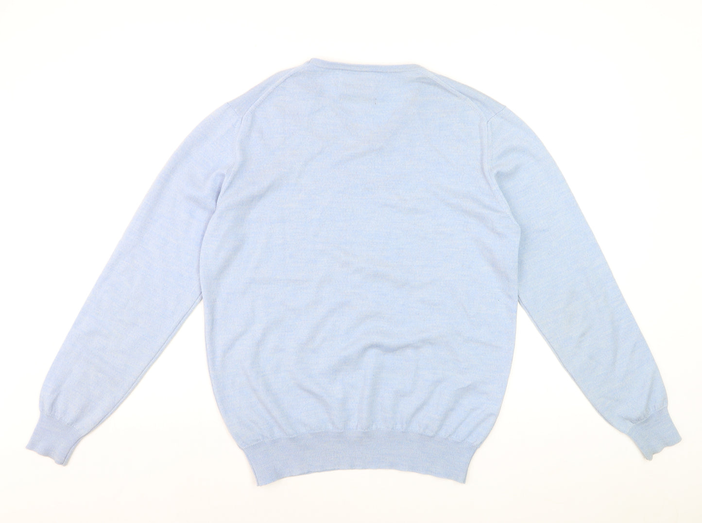 Jasper Conran Men's Blue Merino Wool V-Neck Jumper Size L