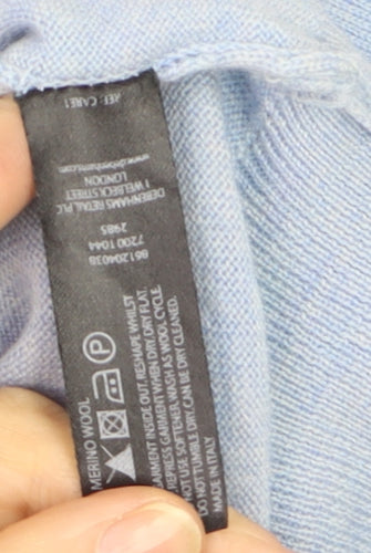 Jasper Conran Men's Blue Merino Wool V-Neck Jumper Size L