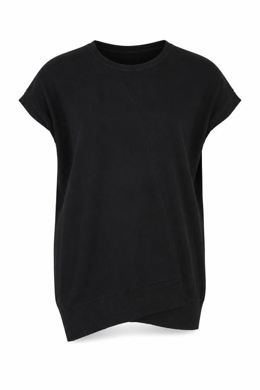 Front view of DKNY Women’s Black Cotton Short Sleeve jumper, size S