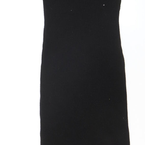 PrettyLittleThing Women Black S Bodycon Ribbed Knit Midi Dress