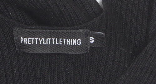 PrettyLittleThing Women Black S Bodycon Ribbed Knit Midi Dress