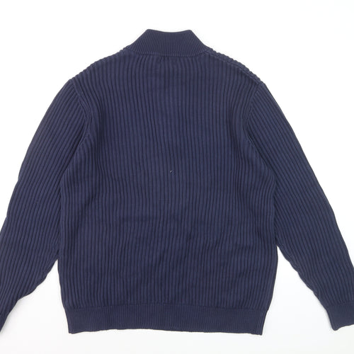 L.L. Bean Men's Blue Cotton Henley Jumper XL Long Sleeve Knit