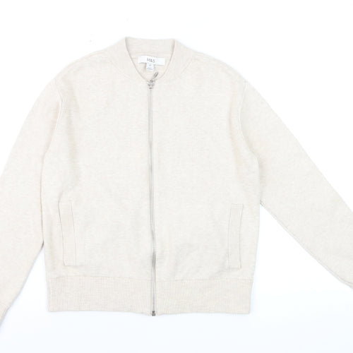 Marks and Spencer Men's Beige XS Full Zip Knit Jumper