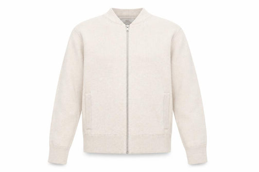 Front view of Marks & Spencer Men's Beige XS Full Zip Knit Jumper