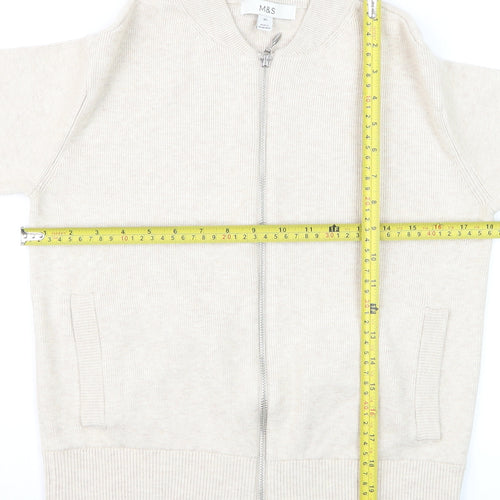 Marks and Spencer Men's Beige XS Full Zip Knit Jumper