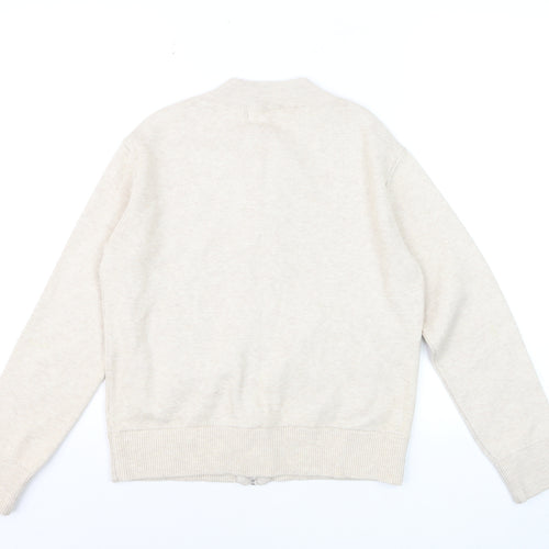 Marks and Spencer Men's Beige XS Full Zip Knit Jumper