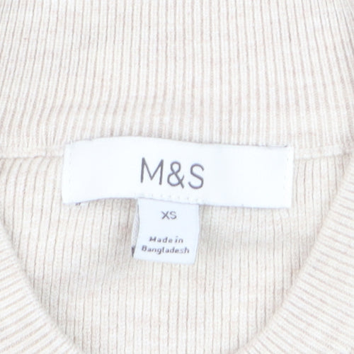 Marks and Spencer Men's Beige XS Full Zip Knit Jumper
