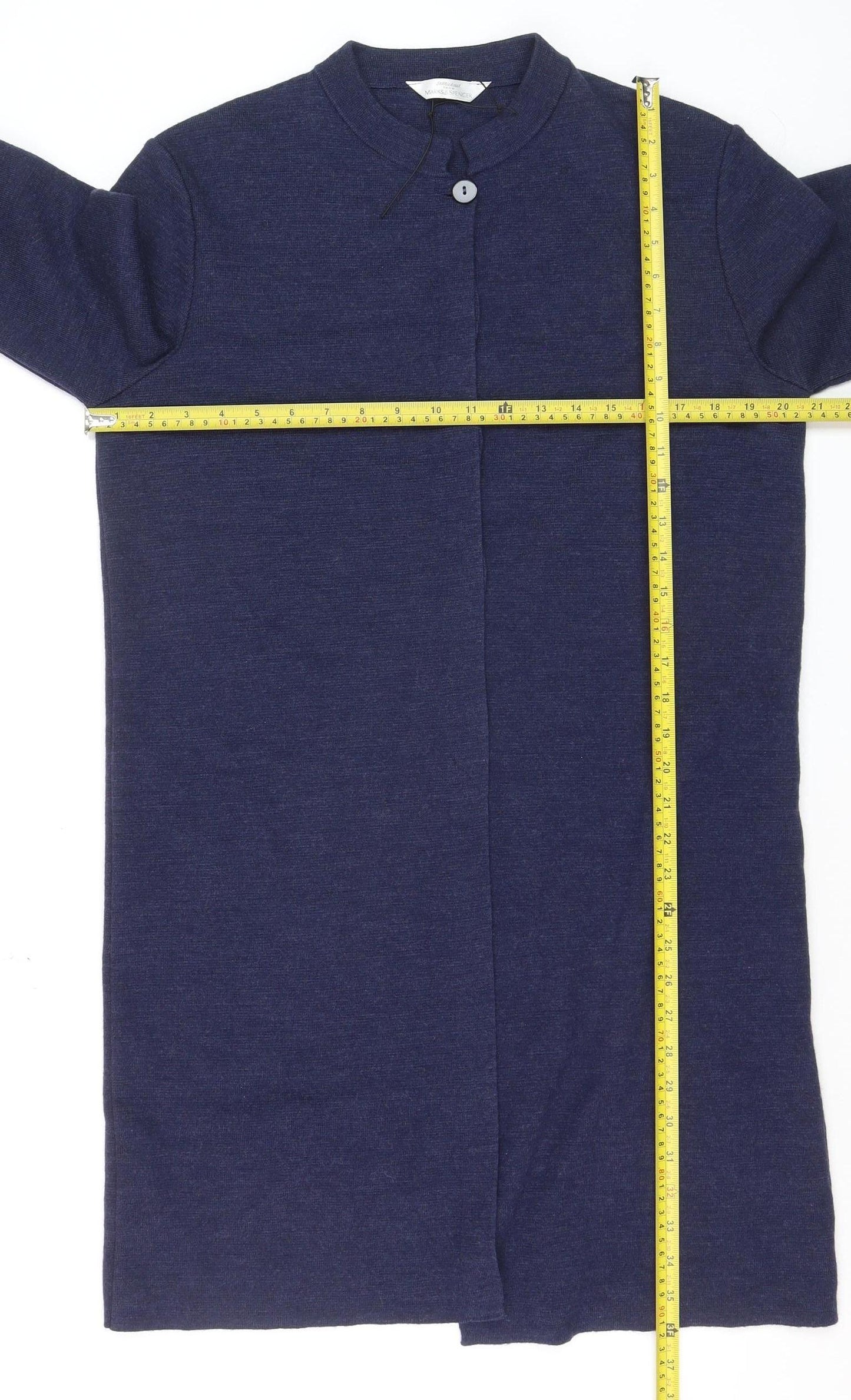 Marks and Spencer Women’s Blue Wool Long Sleeve Collared Cardigan Size 16