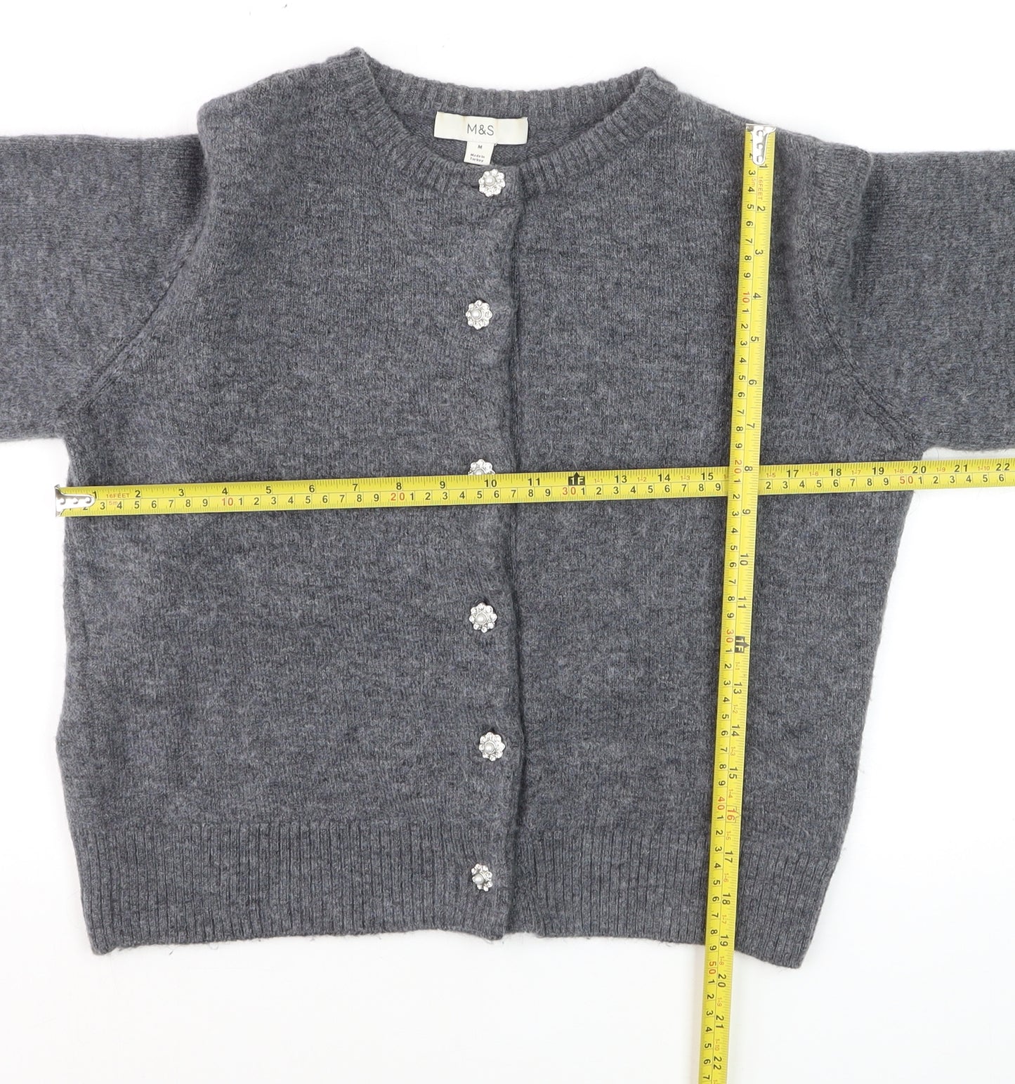 Marks and Spencer Women’s Grey Button Cardigan Knit Jumper Size M