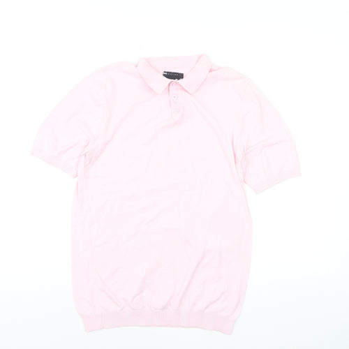 ASOS DESIGN Men's Pink XL Cotton Collared Short Sleeve Polo