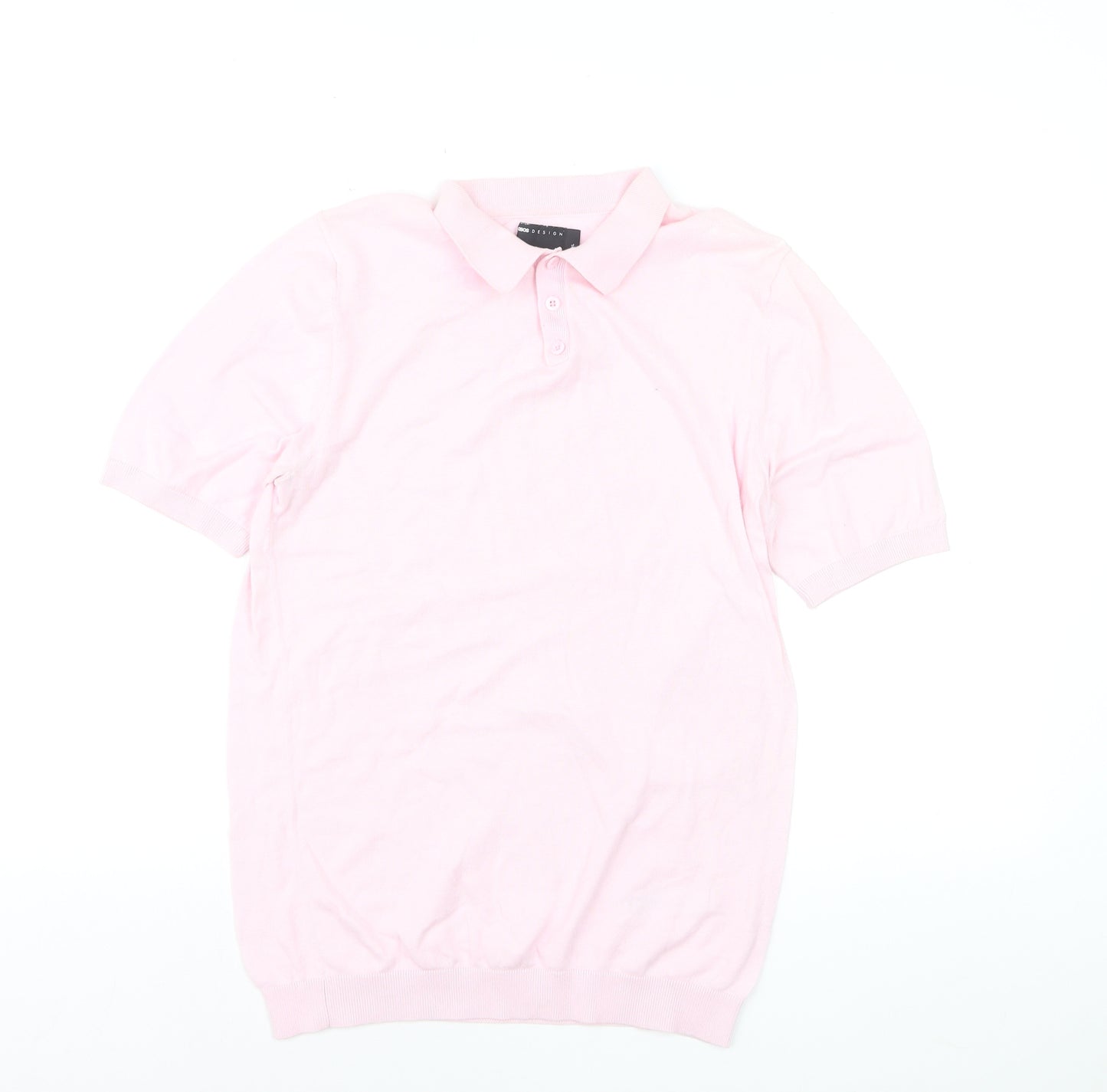 ASOS DESIGN Men's Pink XL Cotton Collared Short Sleeve Polo
