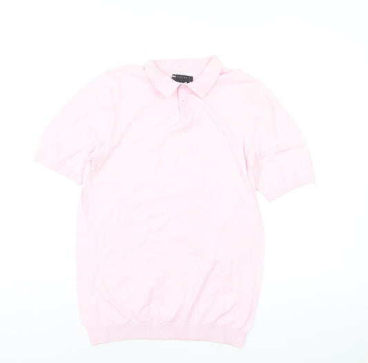 ASOS DESIGN Men's Pink XL Cotton Collared Short Sleeve Polo