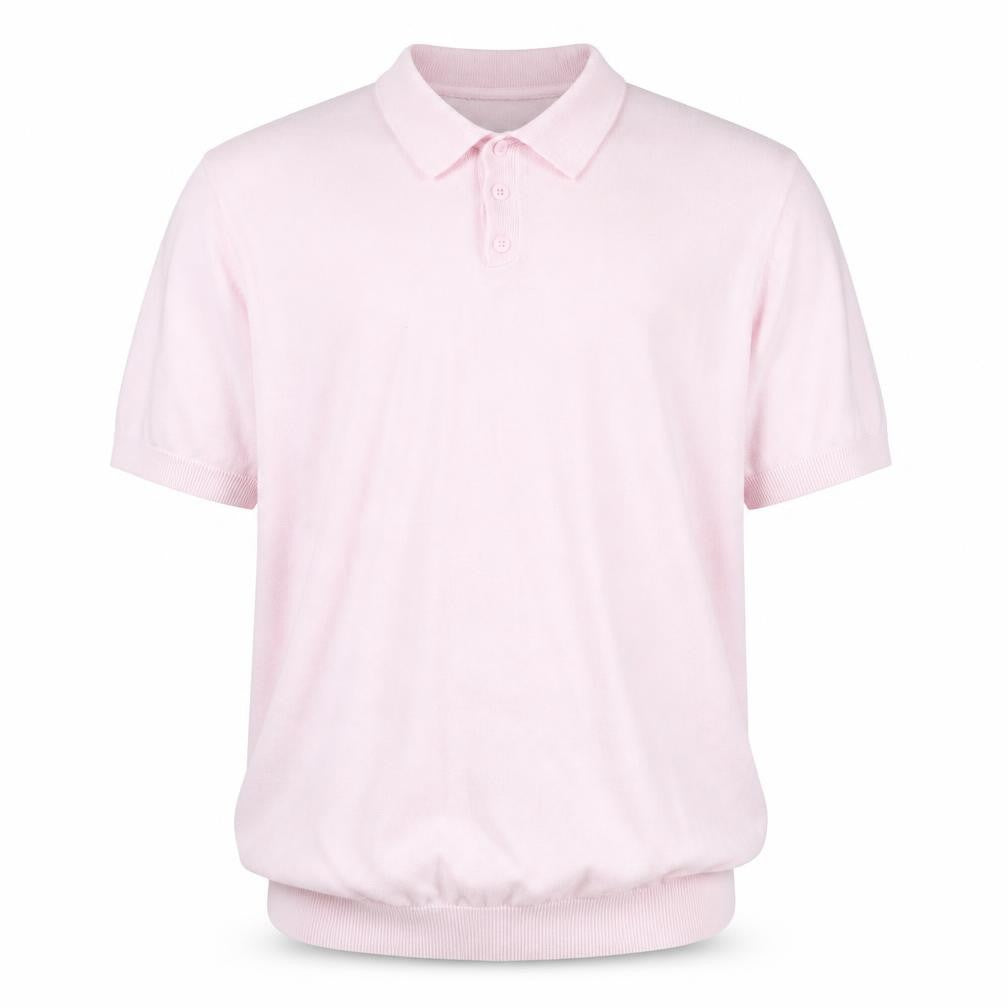 Front view of ASOS DESIGN Men's Pink XL Cotton Collared Short Sleeve Polo