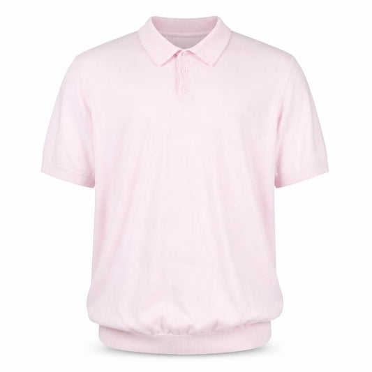 Front view of ASOS DESIGN Men's Pink XL Cotton Collared Short Sleeve Polo
