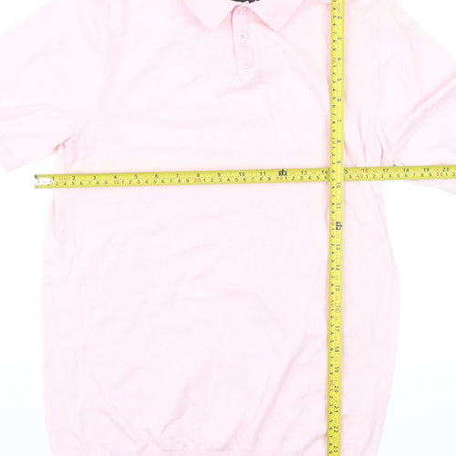 ASOS DESIGN Men's Pink XL Cotton Collared Short Sleeve Polo