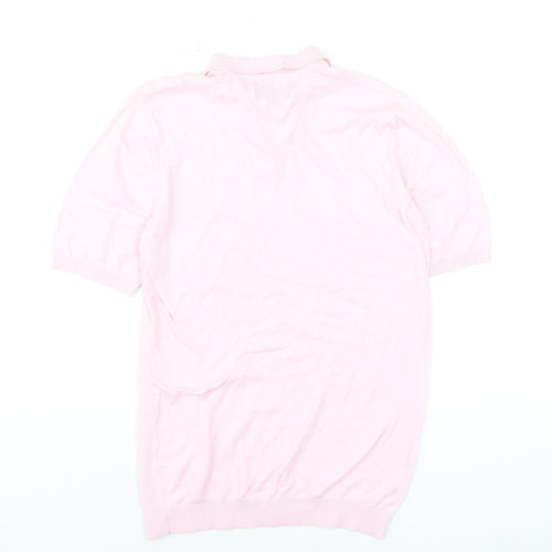 ASOS DESIGN Men's Pink XL Cotton Collared Short Sleeve Polo