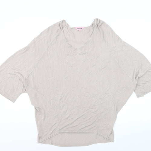 Phase Eight Women Beige V-Neck Relaxed Knit Pullover Jumper Size M