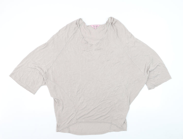 Phase Eight Women Beige V-Neck Relaxed Knit Pullover Jumper Size M