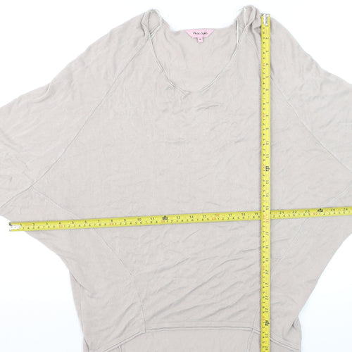 Phase Eight Women Beige V-Neck Relaxed Knit Pullover Jumper Size M