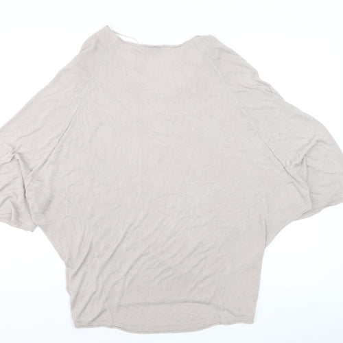 Phase Eight Women Beige V-Neck Relaxed Knit Pullover Jumper Size M