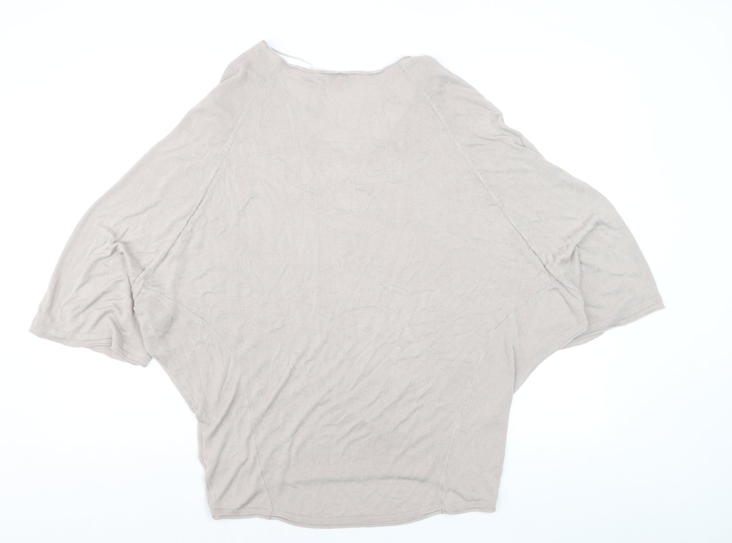 Phase Eight Women Beige V-Neck Relaxed Knit Pullover Jumper Size M