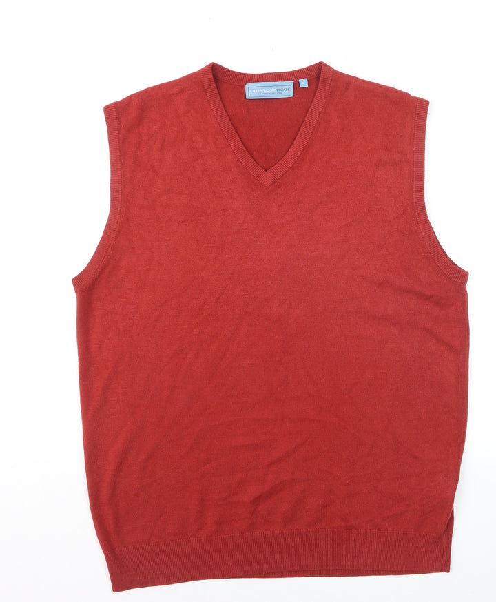 Greenwoods Escape Men’s Red V-Neck Sleeveless Knit Vest L