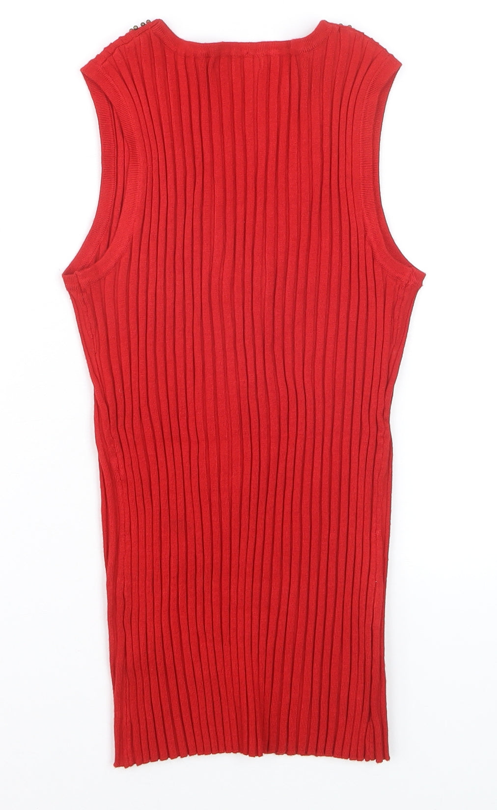 Fontana Women’s Red Knit Beaded Sleeveless V-Neck Tank Top Size S