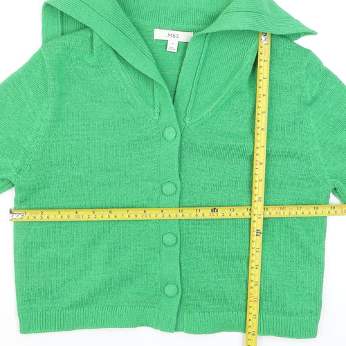 Marks and Spencer Women’s Green Collared Short Sleeve Knit Cardigan M