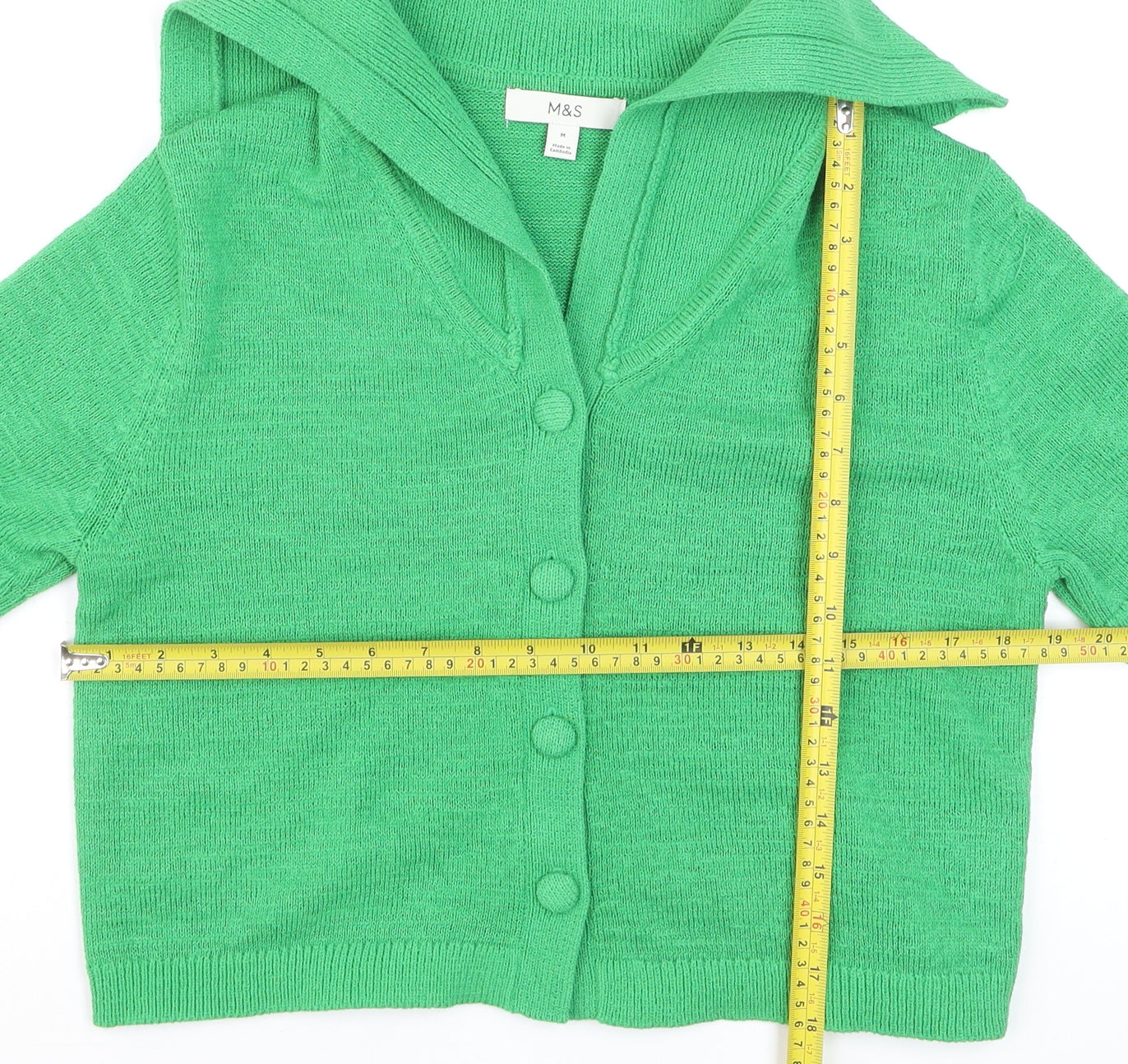Marks and Spencer Women’s Green Collared Short Sleeve Knit Cardigan M