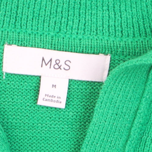 Marks and Spencer Women’s Green Collared Short Sleeve Knit Cardigan M