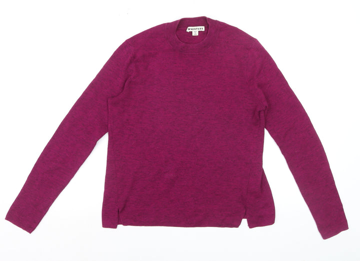Whistles Women's Purple Cotton Blend Crew Neck Jumper Size 10