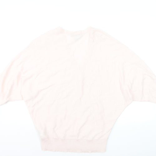 Phase Eight Women's Pink V-Neck Relaxed Cotton Silk Jumper M