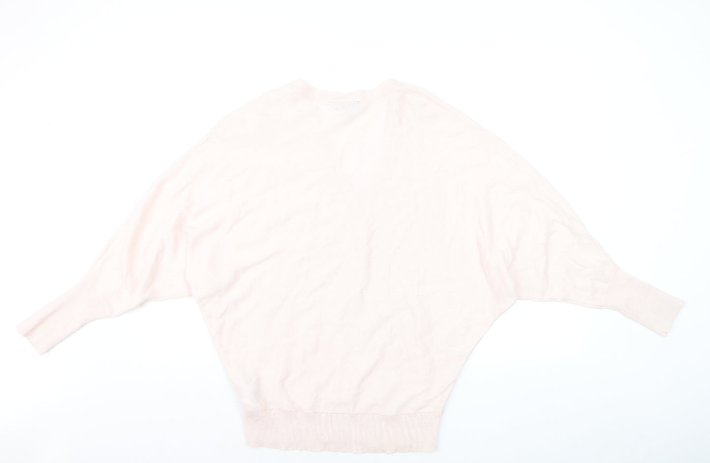 Phase Eight Women's Pink V-Neck Relaxed Cotton Silk Jumper M
