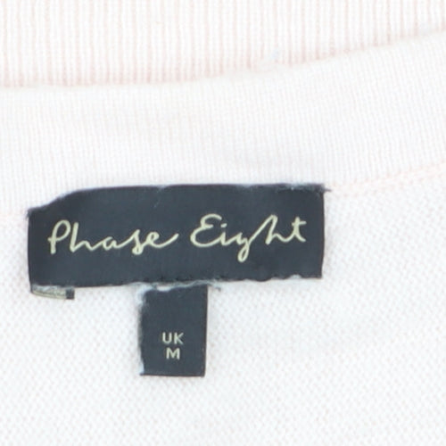 Phase Eight Women's Pink V-Neck Relaxed Cotton Silk Jumper M