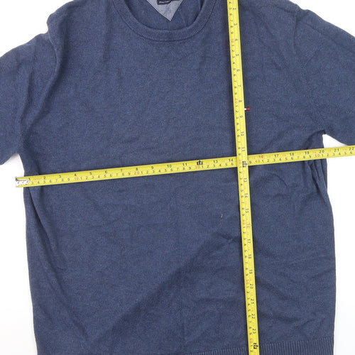 Tommy Hilfiger Men's Blue Cotton Cashmere Jumper XL Crew Neck