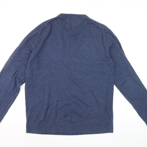 Tommy Hilfiger Men's Blue Cotton Cashmere Jumper XL Crew Neck