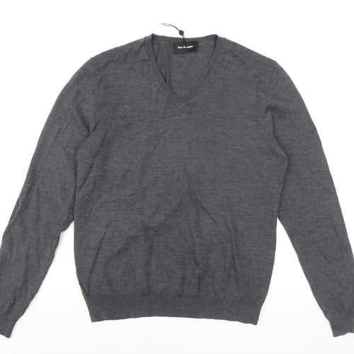 The Kooples Men's Grey Wool V-Neck Jumper Size M Classic Knit
