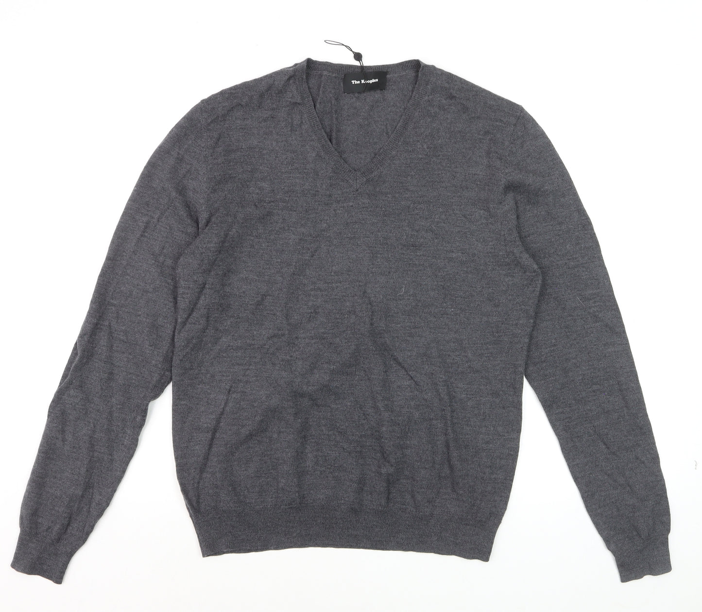 The Kooples Men's Grey Wool V-Neck Jumper Size M Classic Knit