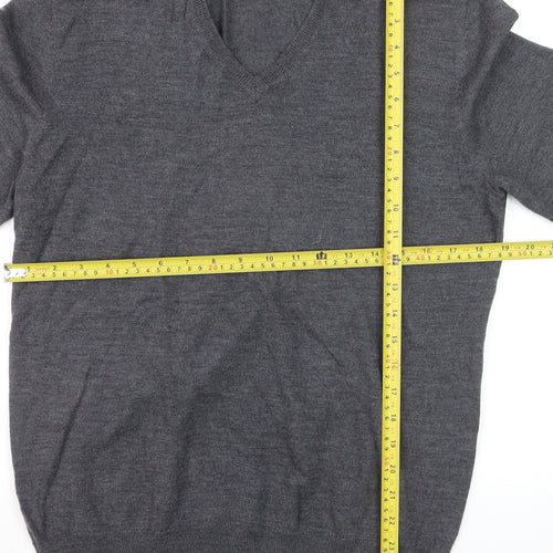The Kooples Men's Grey Wool V-Neck Jumper Size M Classic Knit